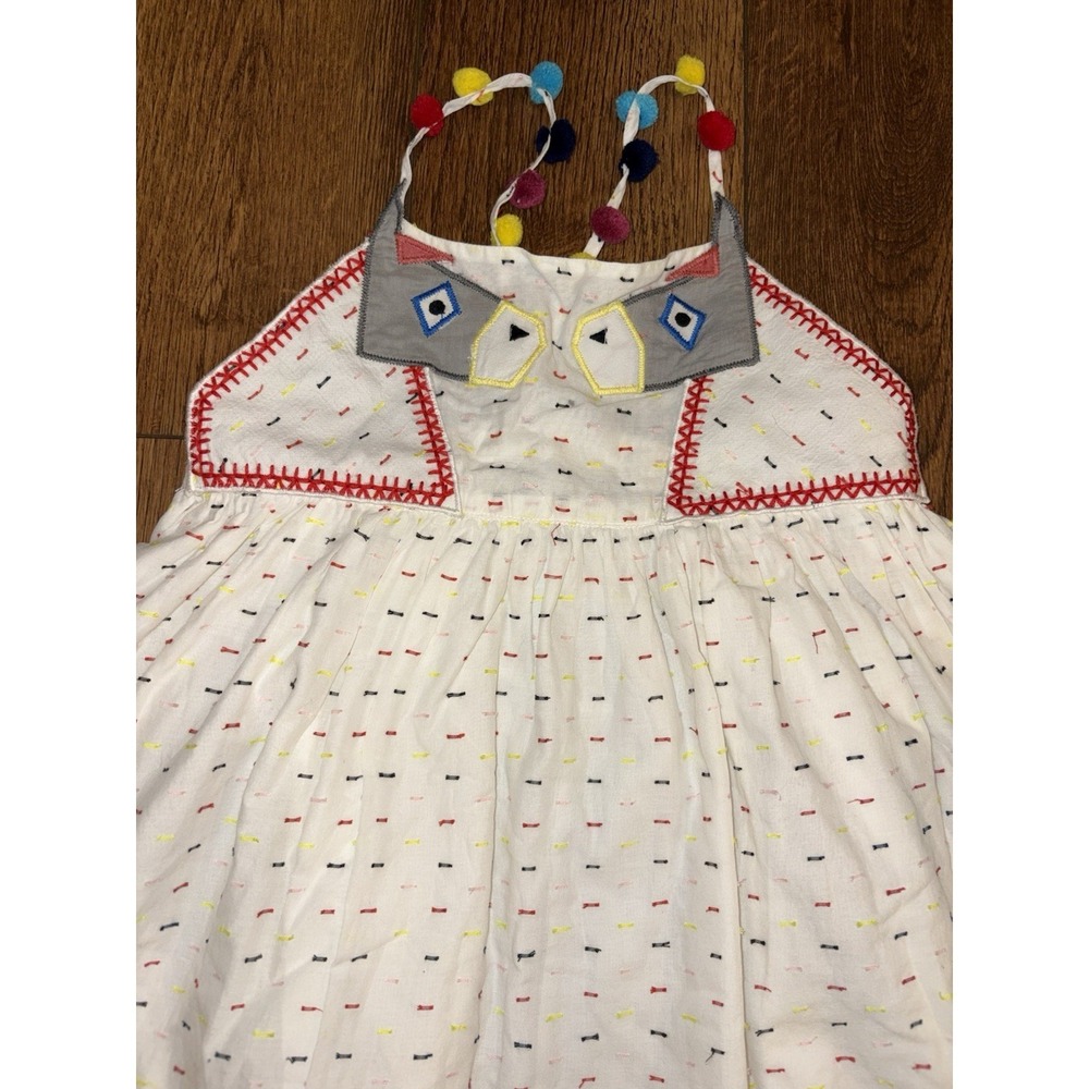 Stella McCartney Girls Multicolor Pear Donkey Sundress Pom Pom Sleeveless Sz 7 8